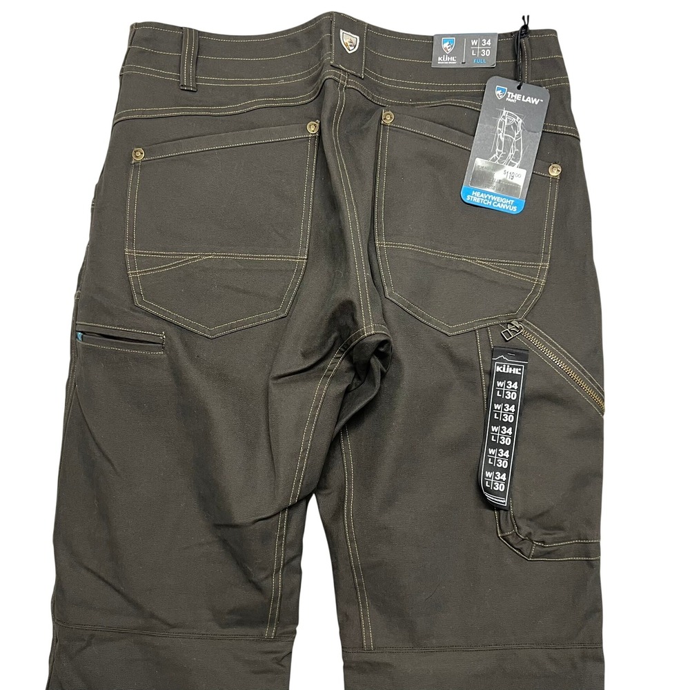 KUHL The Law Full Fit Espresso Brown Heavyweight Stretch Canvas Pants 34x30 *NEW